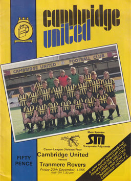 Cambridge United v Tranmere Rovers Match Programme 1985-12-20